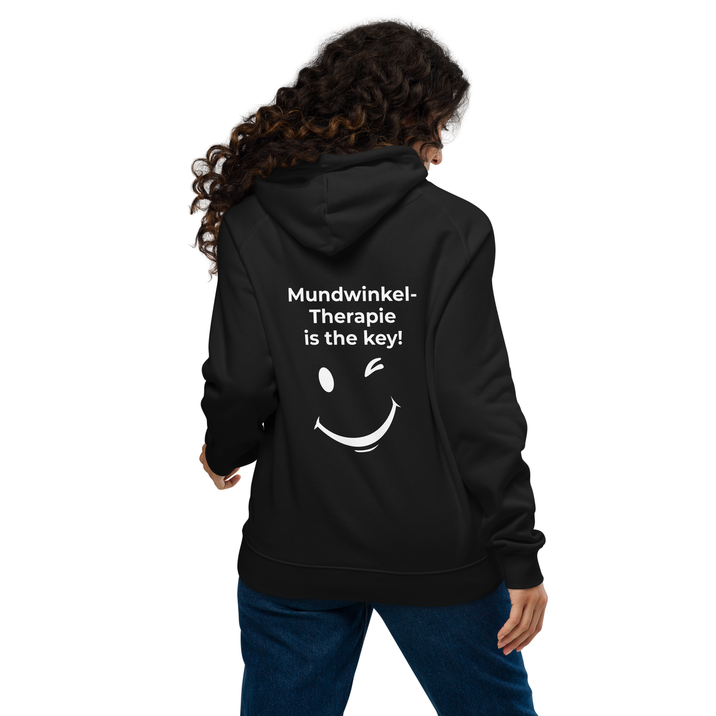 Unisex Bio-Raglan-Hoodie - Mundwinkeltherapie - mit Bestickung vorne