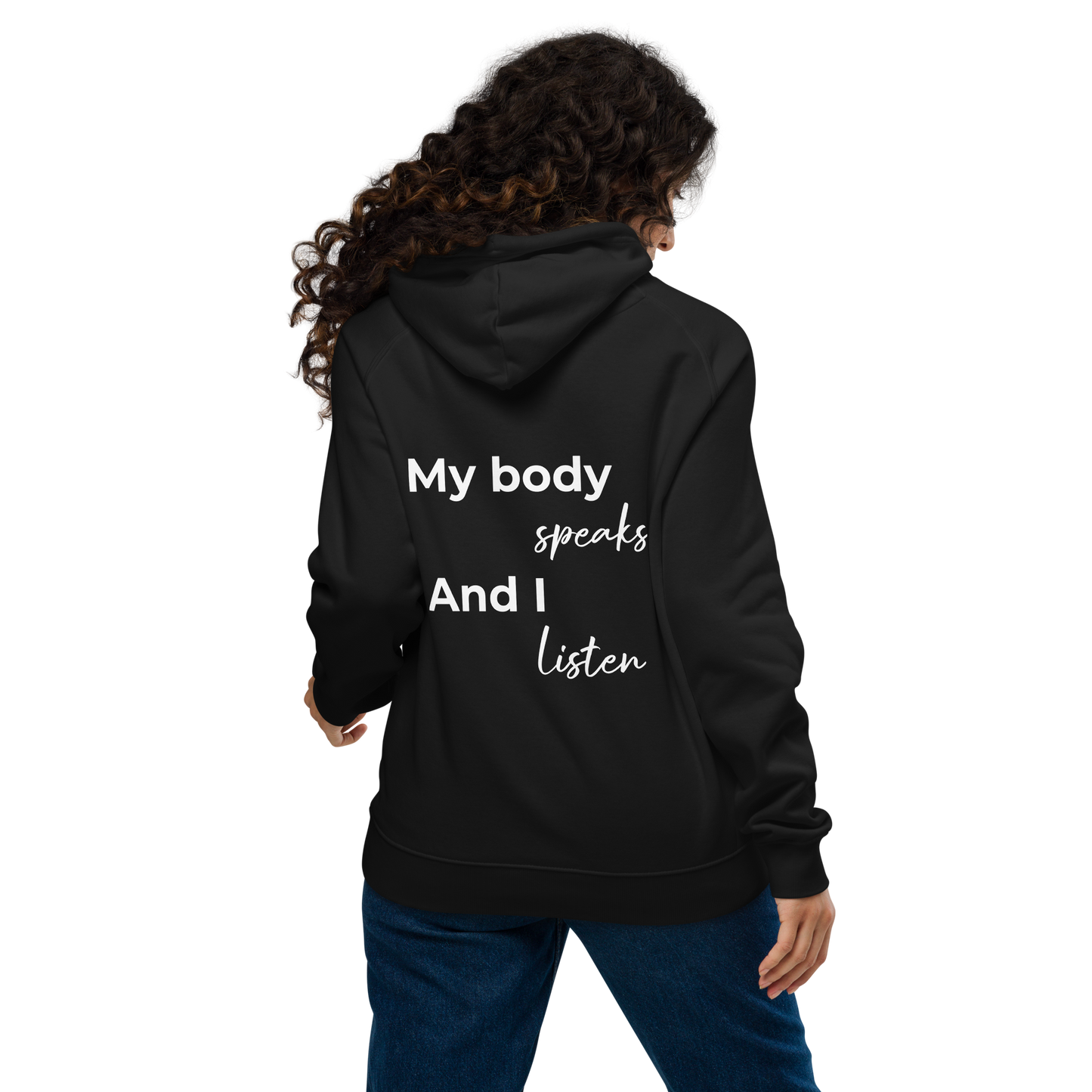 Unisex eco raglan hoodie - My body speaks