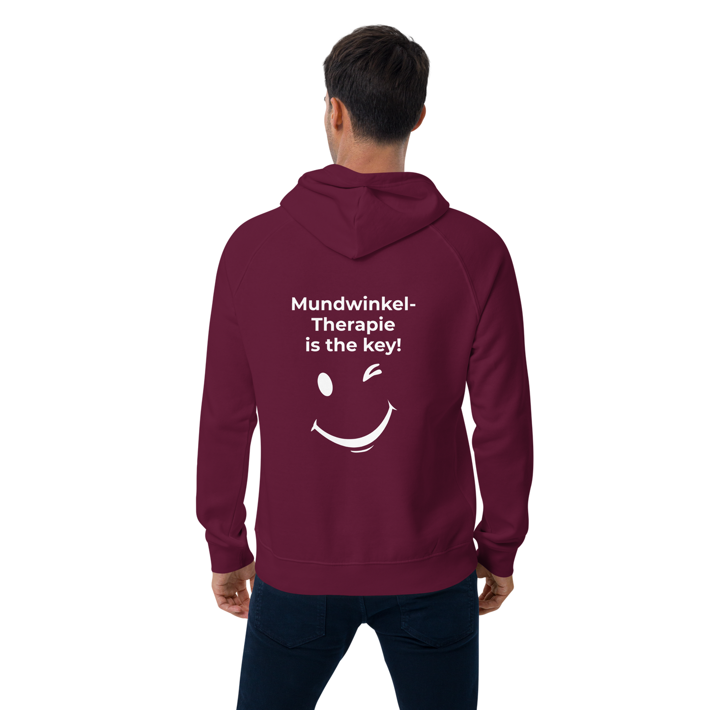 Unisex Bio-Raglan-Hoodie - Mundwinkeltherapie - mit Bestickung vorne