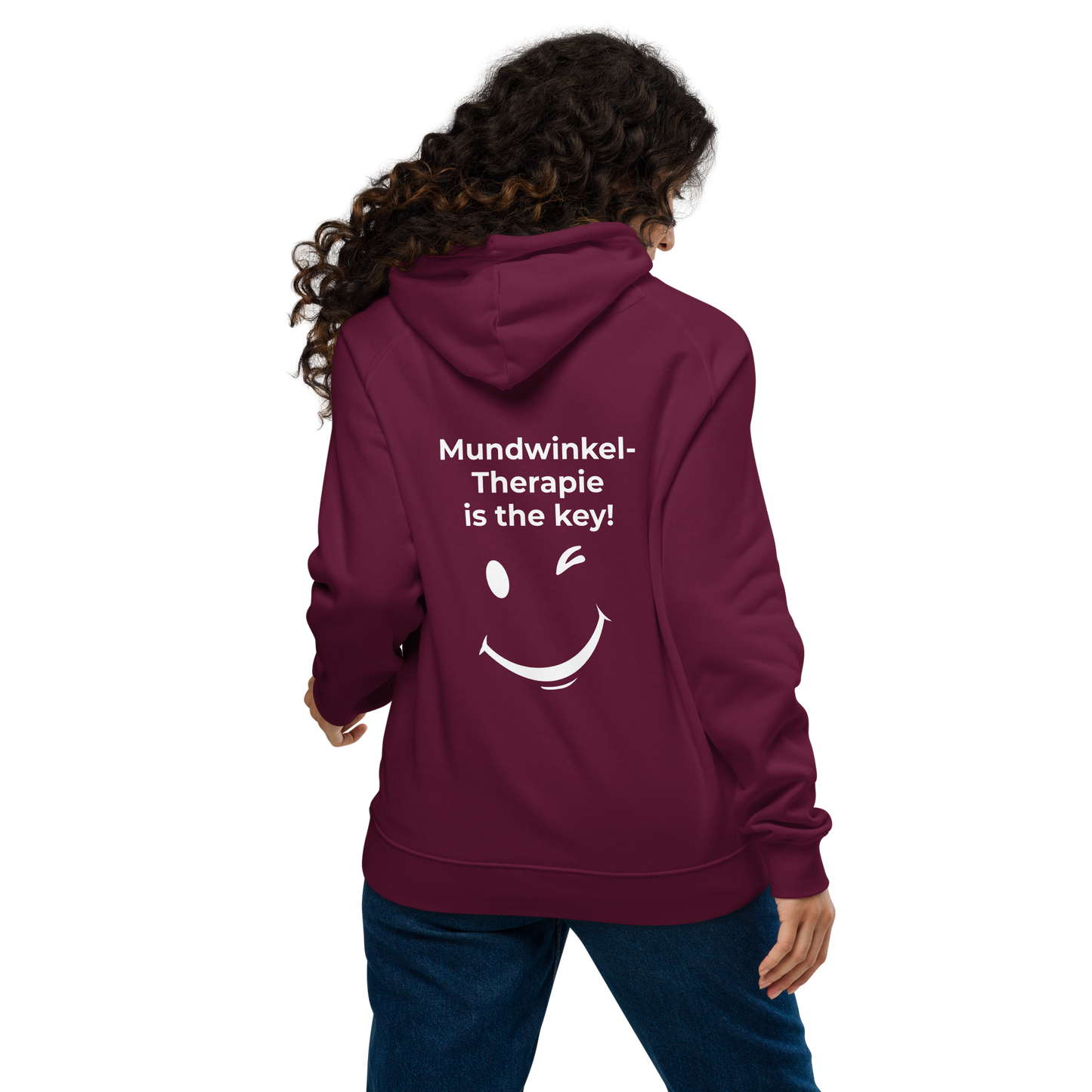 Unisex Bio-Raglan-Hoodie - Mundwinkeltherapie - mit Bestickung vorne