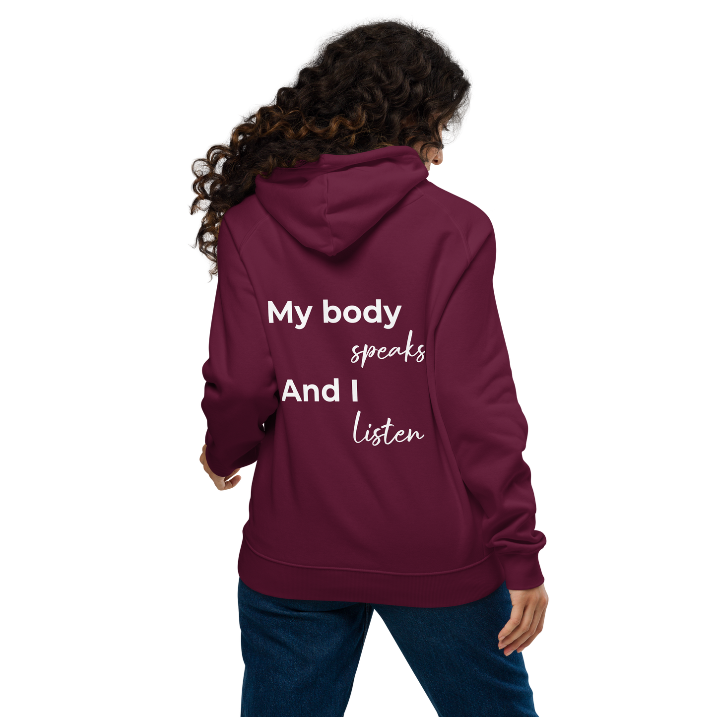 Unisex eco raglan hoodie - My body speaks