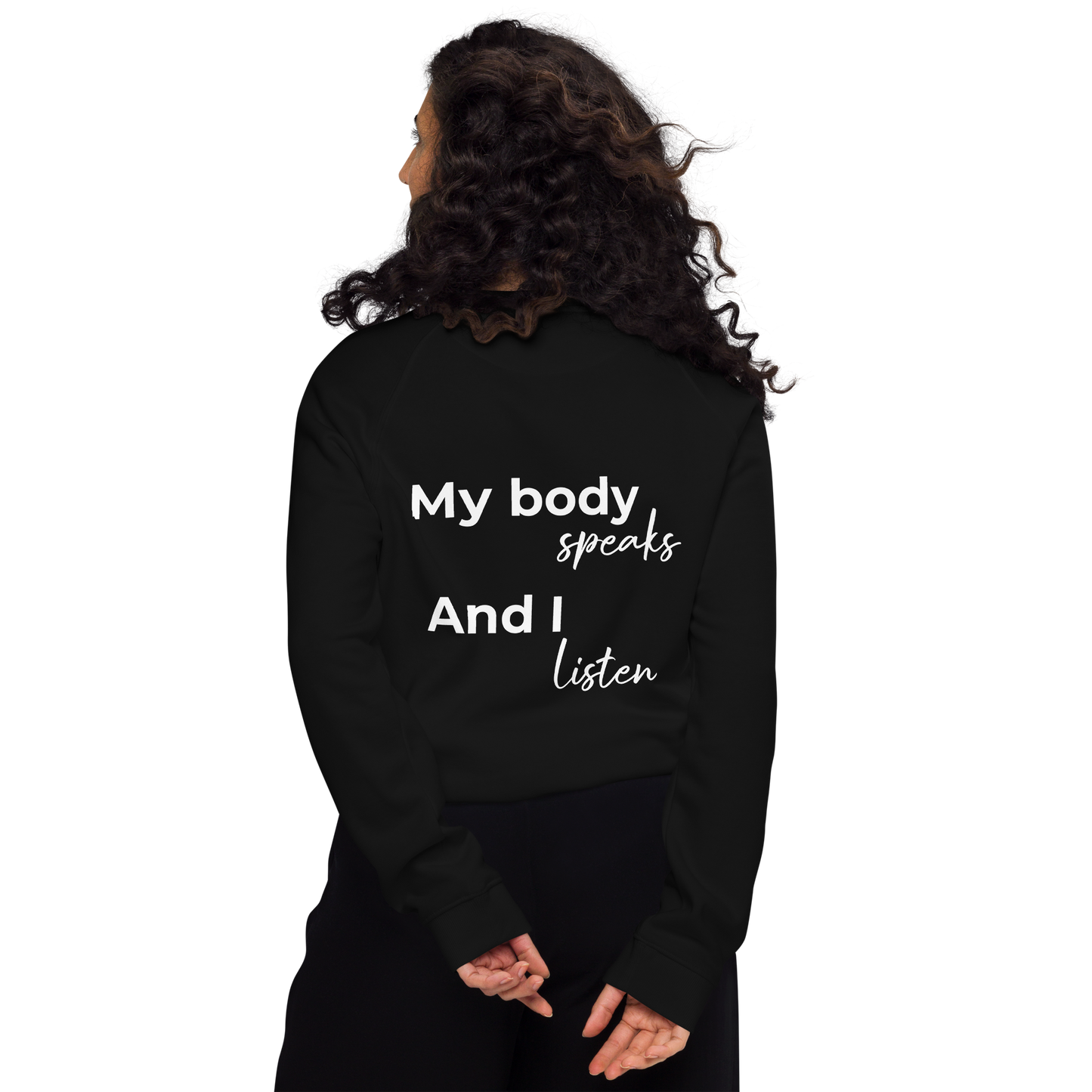 Unisex organic raglan sweatshirt - My body speaks