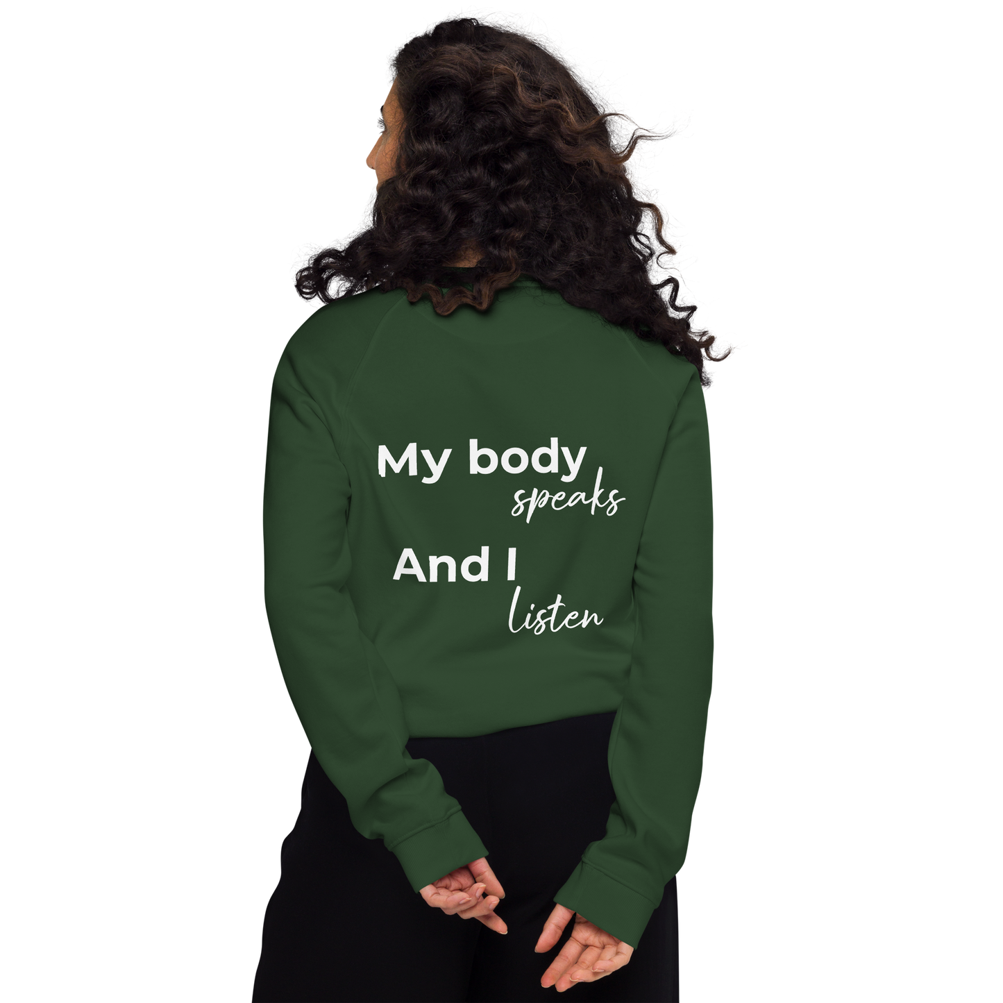 Unisex organic raglan sweatshirt - My body speaks