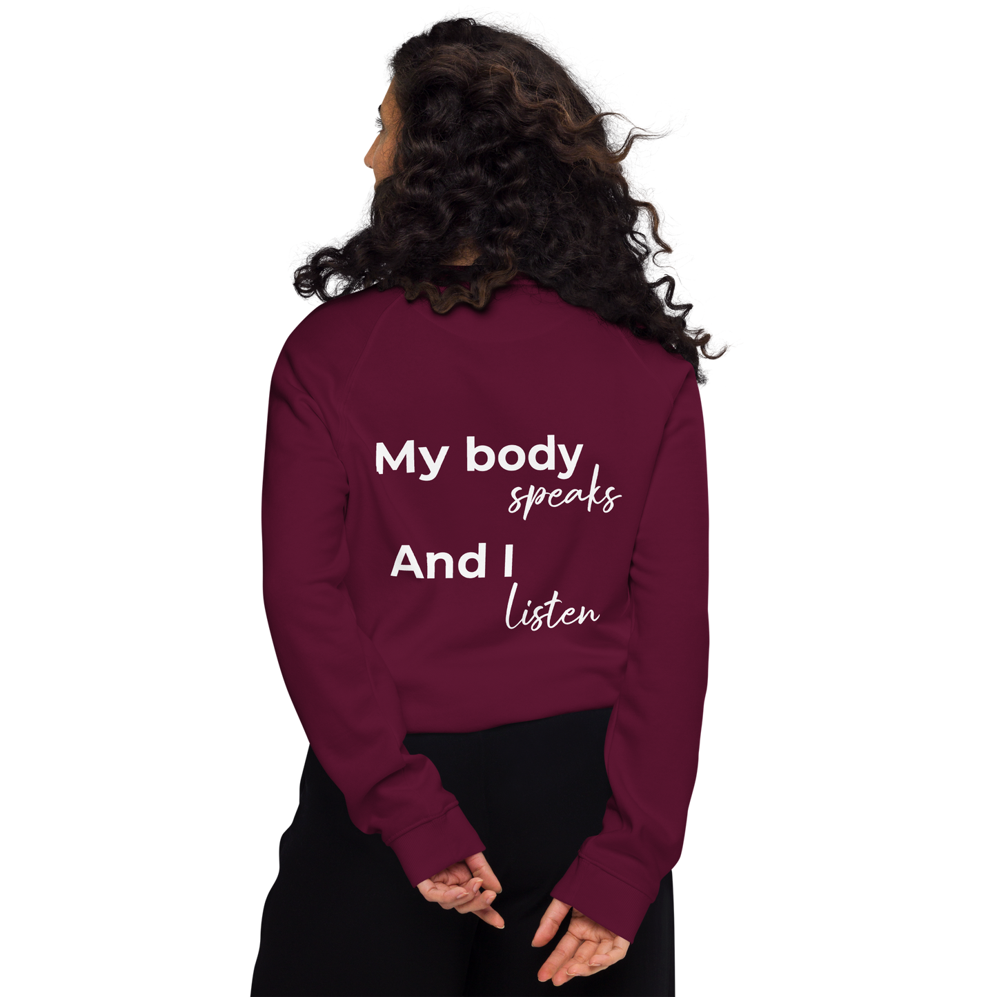 Unisex organic raglan sweatshirt - My body speaks