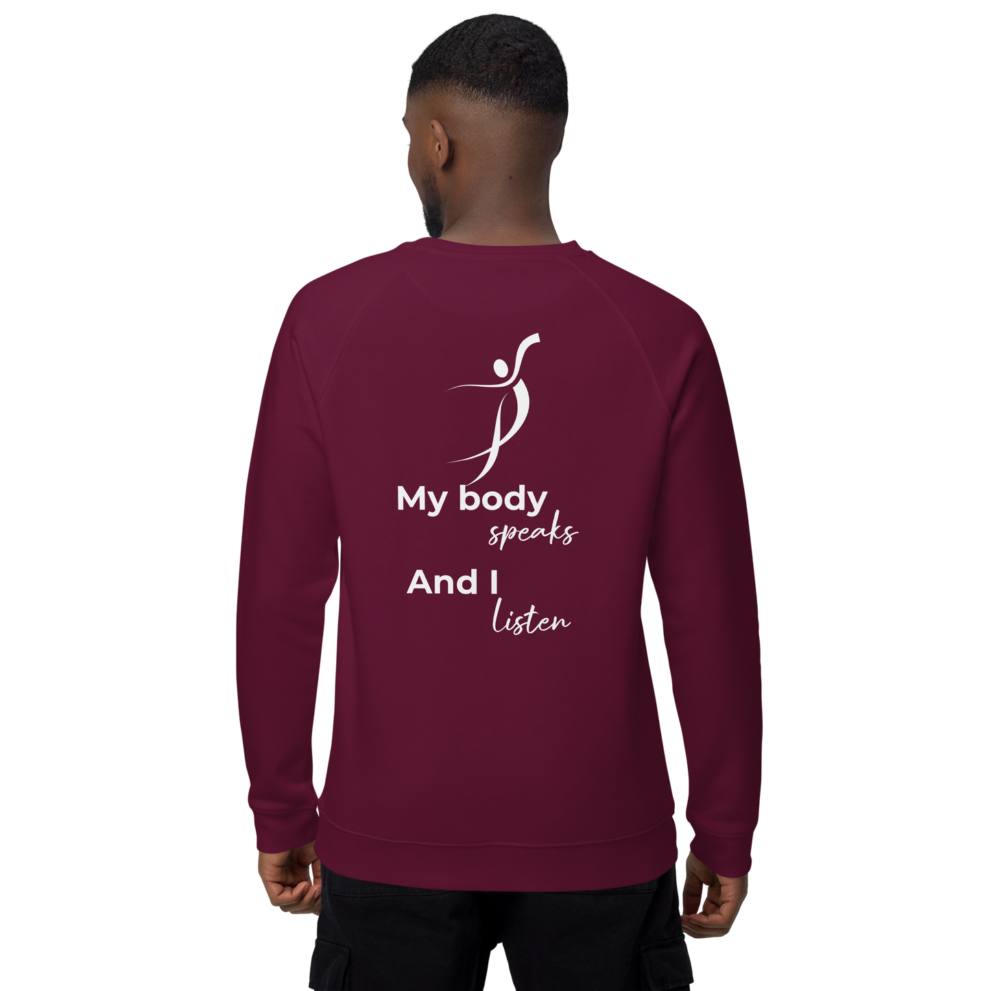 Unisex organic raglan sweatshirt - My body speaks