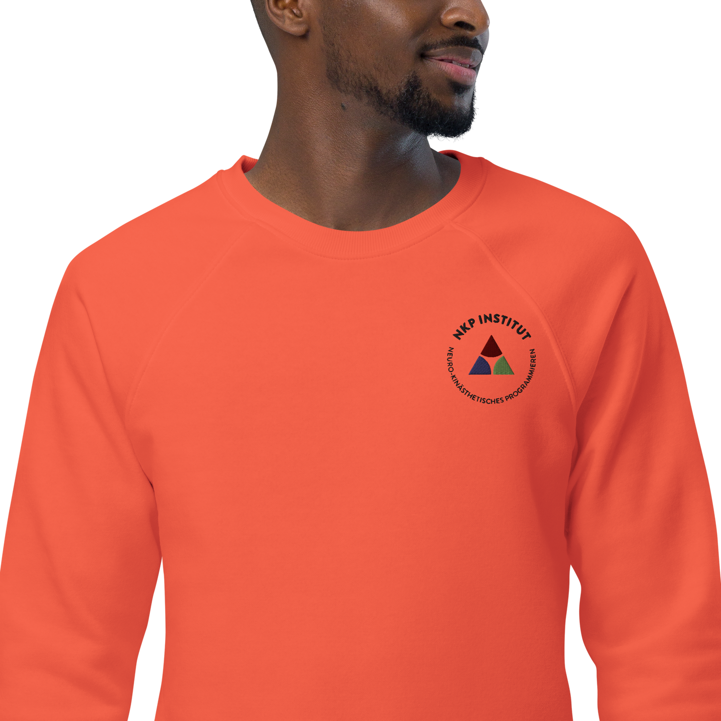 Unisex Bio-Raglan-Pullover - Denkst Du noch? - mit Bestickung vorne