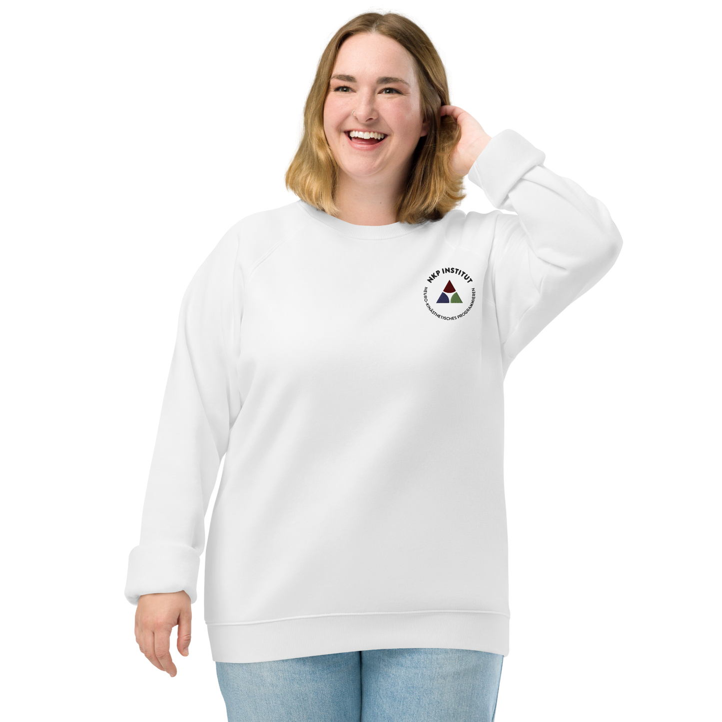 Unisex Bio-Raglan-Pullover - NKP Welt - mit Bestickung vorne
