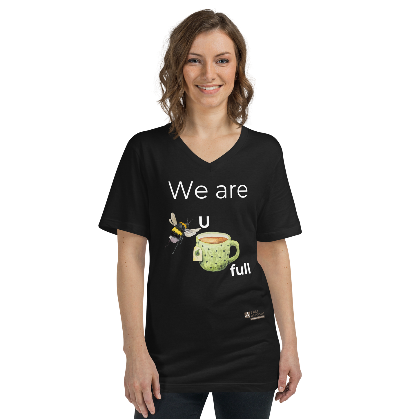 Unisex-T-Shirt mit V-Ausschnitt - We are beautiful