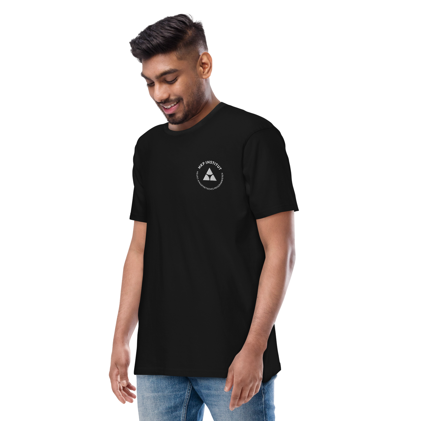 Premium T-Shirt für Herren - Raus aus dem Kopf - mit Bestickung vorne