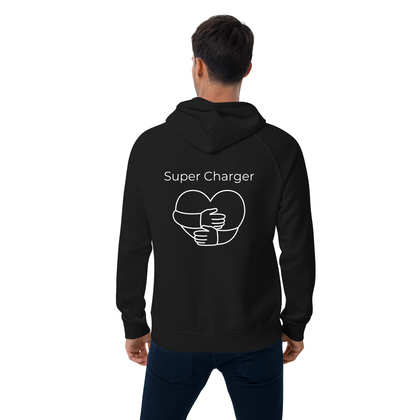 Unisex Bio-Raglan-Hoodie - SuperCharger - beidseitig bedruckt