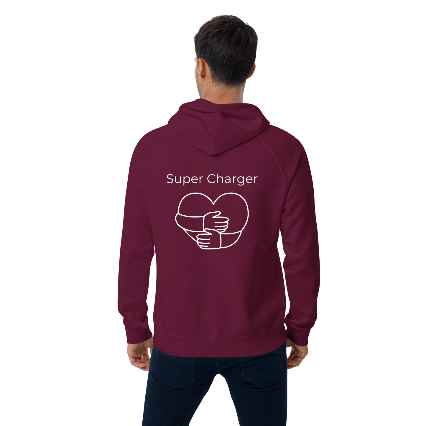 Unisex Bio-Raglan-Hoodie - SuperCharger - beidseitig bedruckt