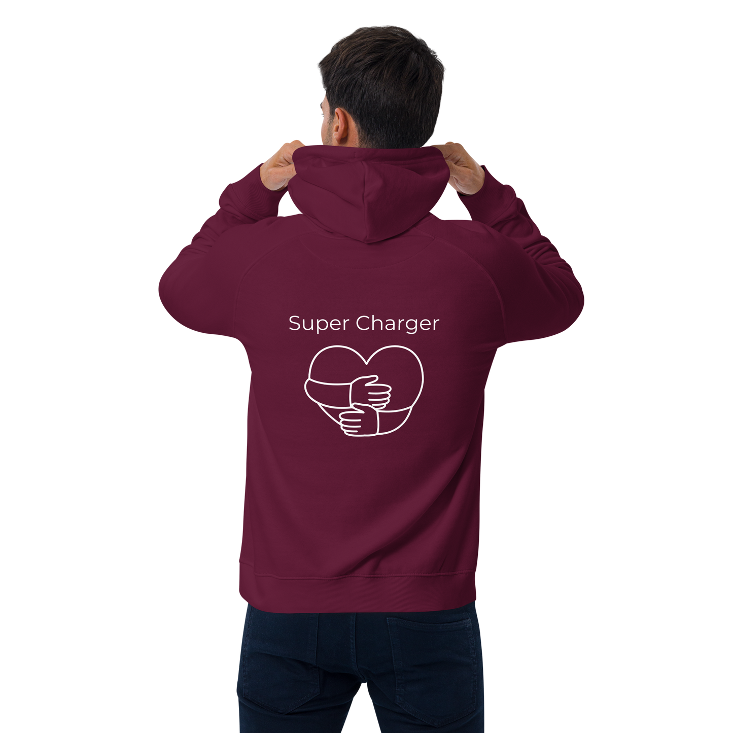 Unisex Bio-Raglan-Hoodie - SuperCharger - beidseitig bedruckt