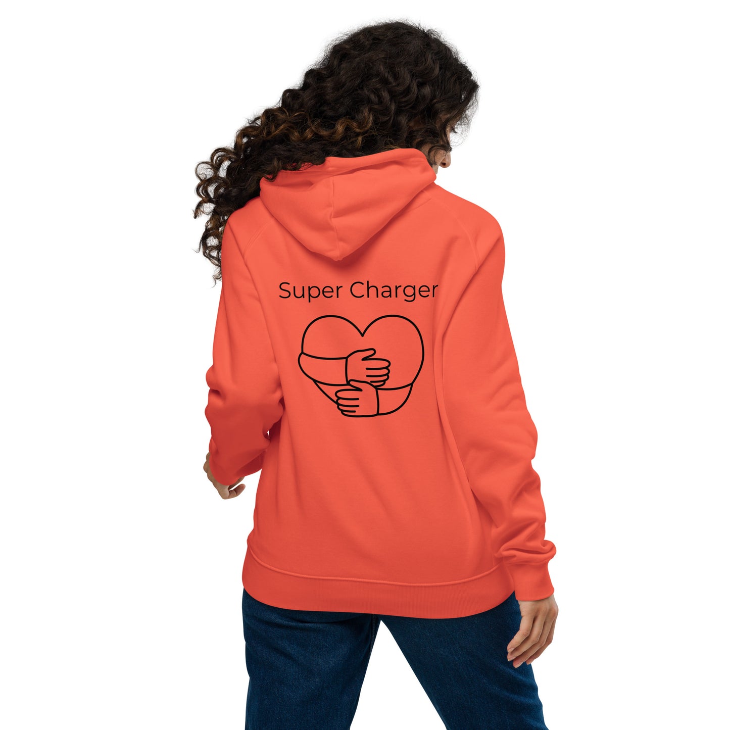 Unisex Bio-Raglan-Hoodie - SuperCharger - mit Bestickung vorne