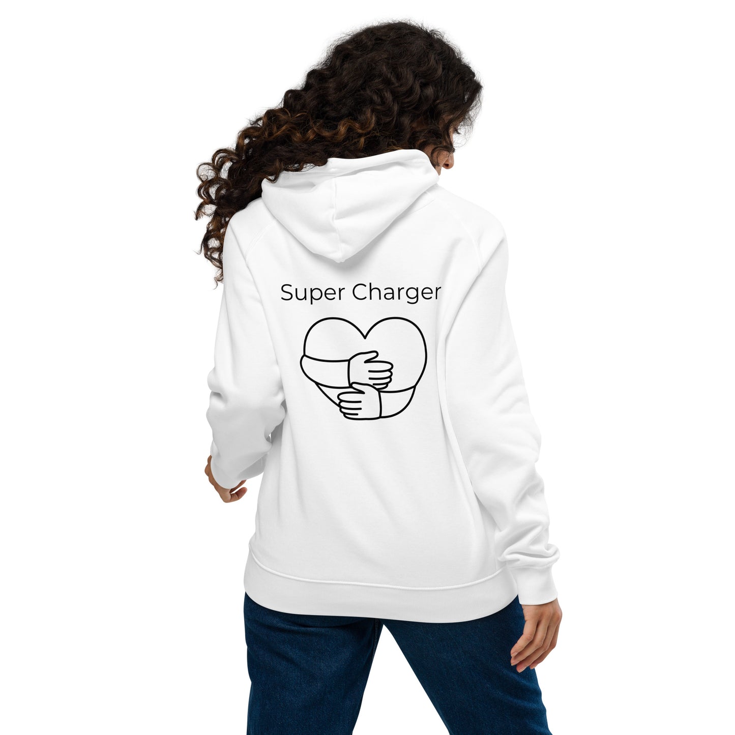 Unisex Bio-Raglan-Hoodie - SuperCharger - mit Bestickung vorne