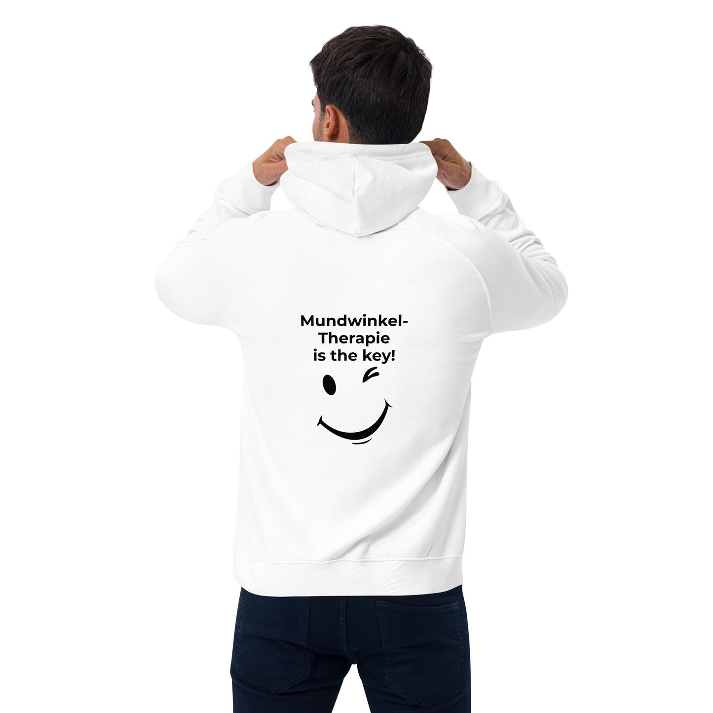 Unisex Bio-Raglan-Hoodie - Mundwinkeltherapie - mit Bestickung vorne