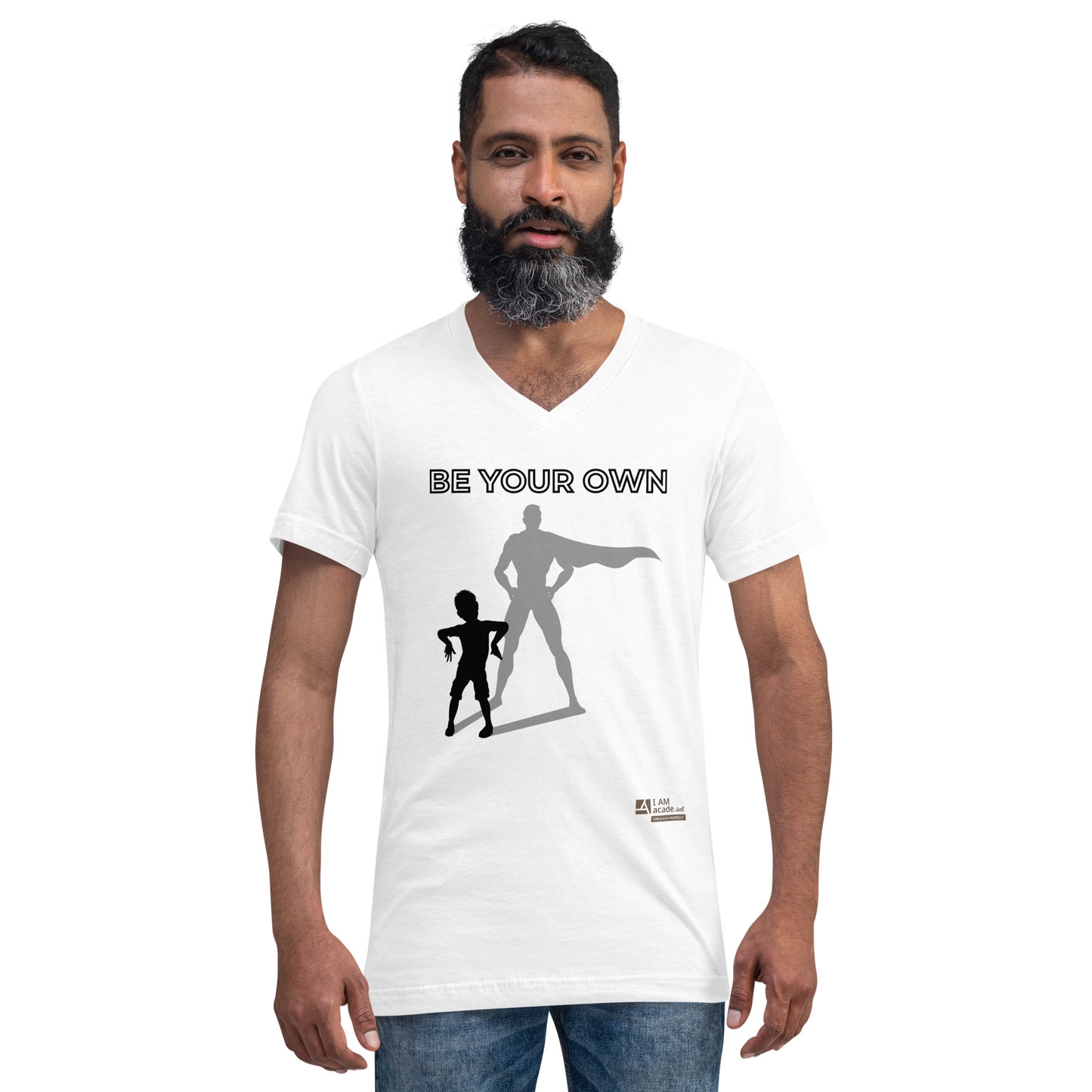 Unisex-T-Shirt mit V-Ausschnitt - Be your hero